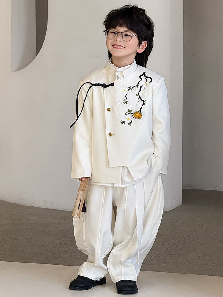 Flower boy costume, spring classic suit, children's wedding dress, Hanfu, trend of season, with embroidery 3