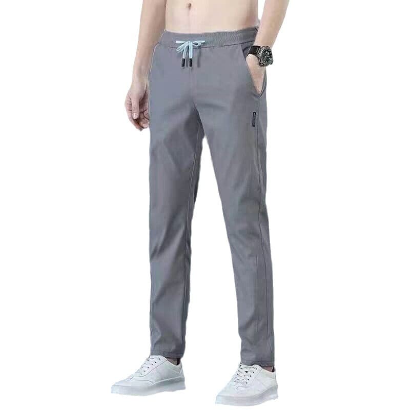 Summer thin silk men's casual trousers, loose straight fit, oversize 5