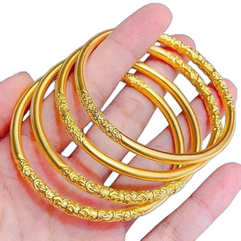 The popular redbud in the Year of the Snake Spring Festival in Vietnamese rolled sand gold grass pattern ancient method inheritance plain circle solid bracelet carving factory 5