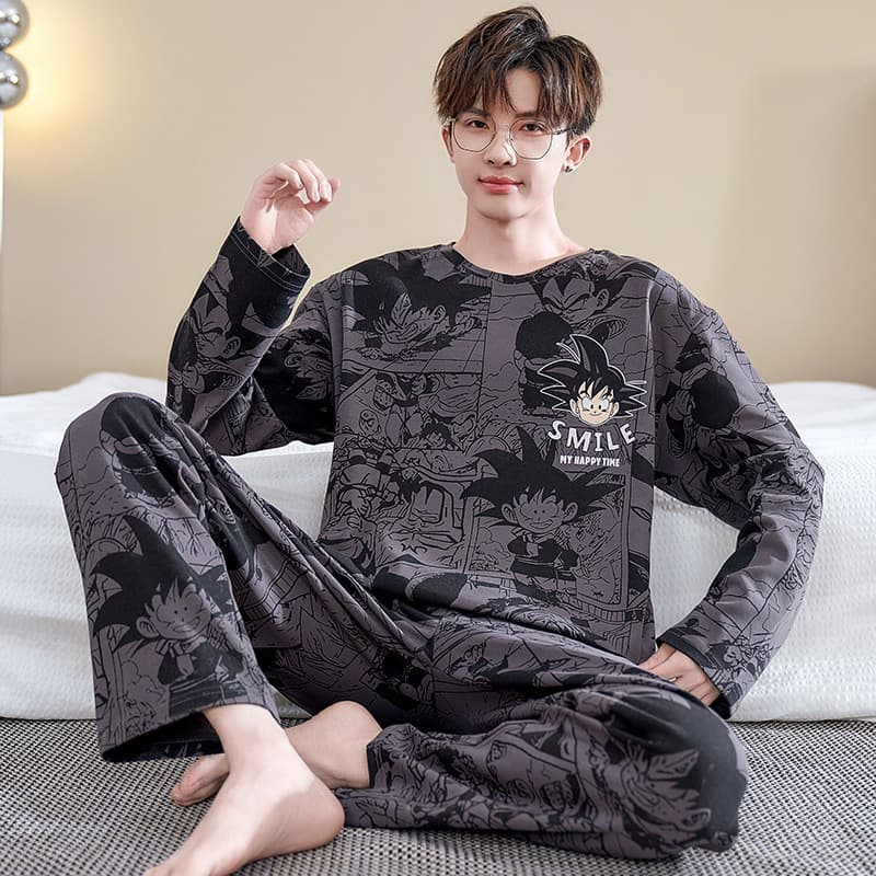 Demi-season pijama, cotton cartoon autumn long-sleeve, thin set for students, for teenagers, for secondary school 2
