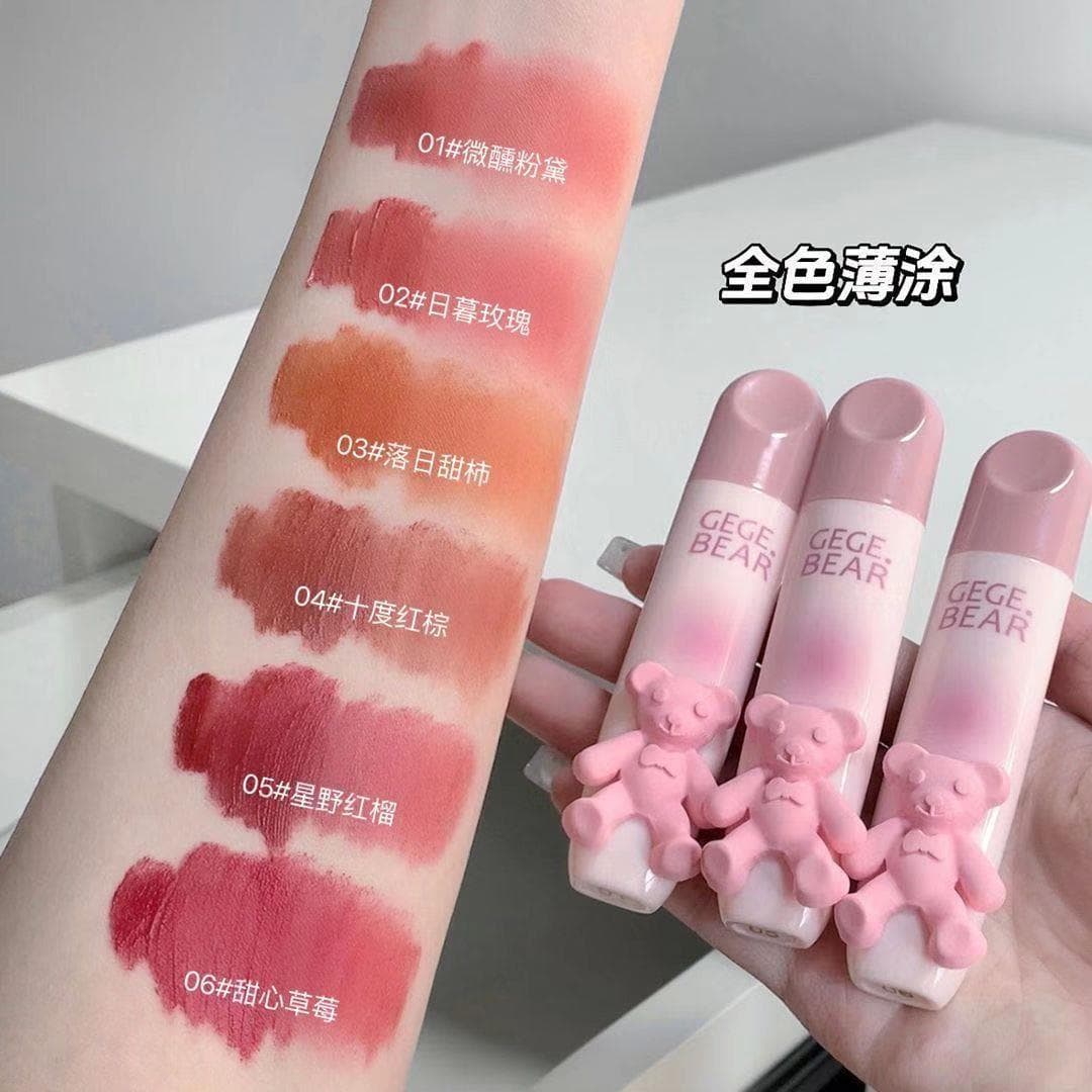 Lip gloss, matte lip balm, lipstick, with little bears 3