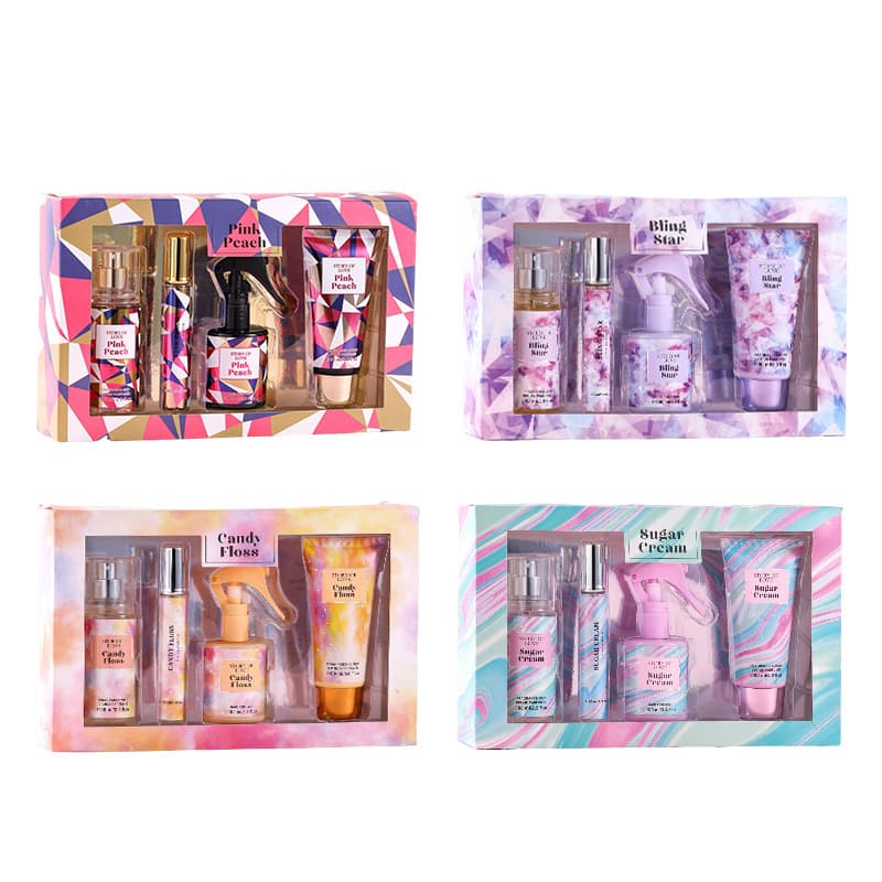 Perfume, body cream, set for men and women, spray strongly flavoured full body, 4 piece set, long-term effect 5