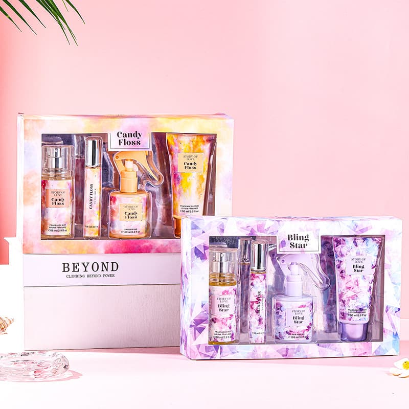 Perfume, body cream, set for men and women, spray strongly flavoured full body, 4 piece set, long-term effect