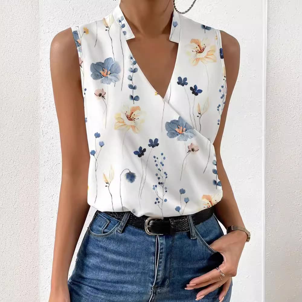 (Cross-border trading), fashionable shirt sleevless, European style, french style, V-neckline 3