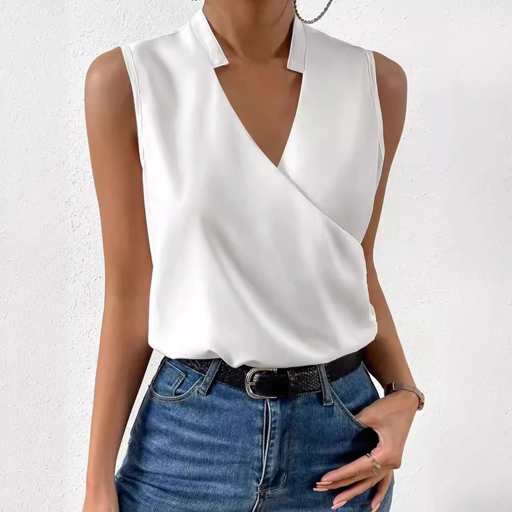 (Cross-border trading), fashionable shirt sleevless, European style, french style, V-neckline 4