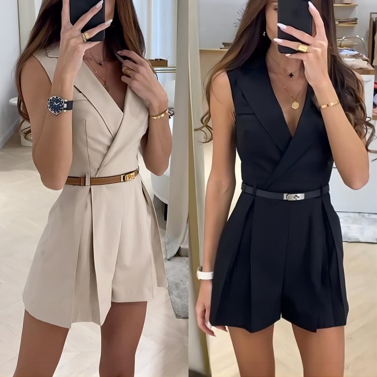 Fashionable fitted suit, shorts, trousers, Amazon, city style, loose straight fit
