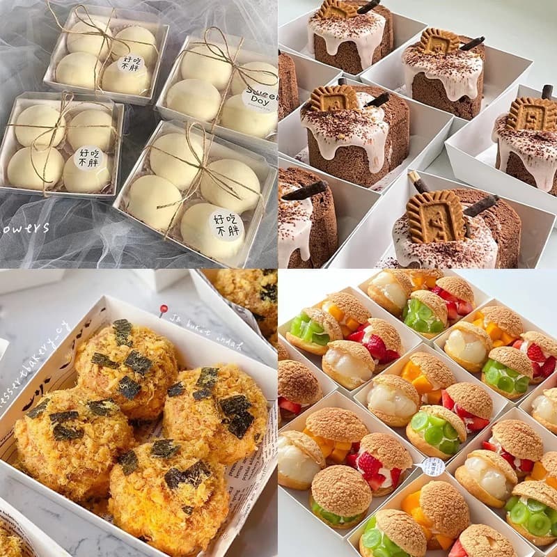 Sandwich packaging box long square snow Mei Niang cake box disposable meat floss Xiaobei Tiramisu packaging box 4