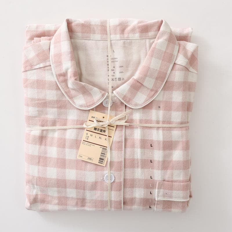 Japanese demi-season cotton pijama, men's flannel long-sleeve, sleeves, set