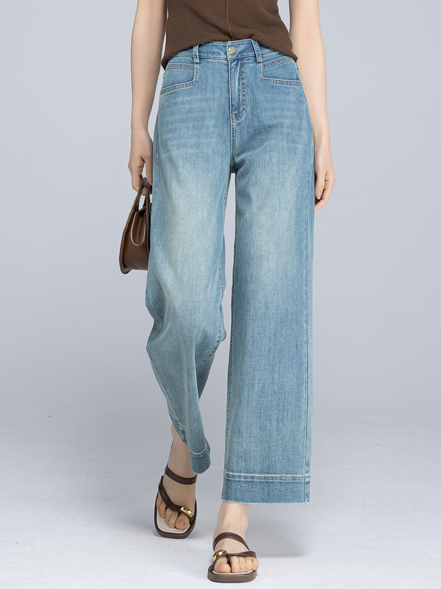 鑫阁 Summer thin trousers, jeans, loose straight fit, for teenagers
