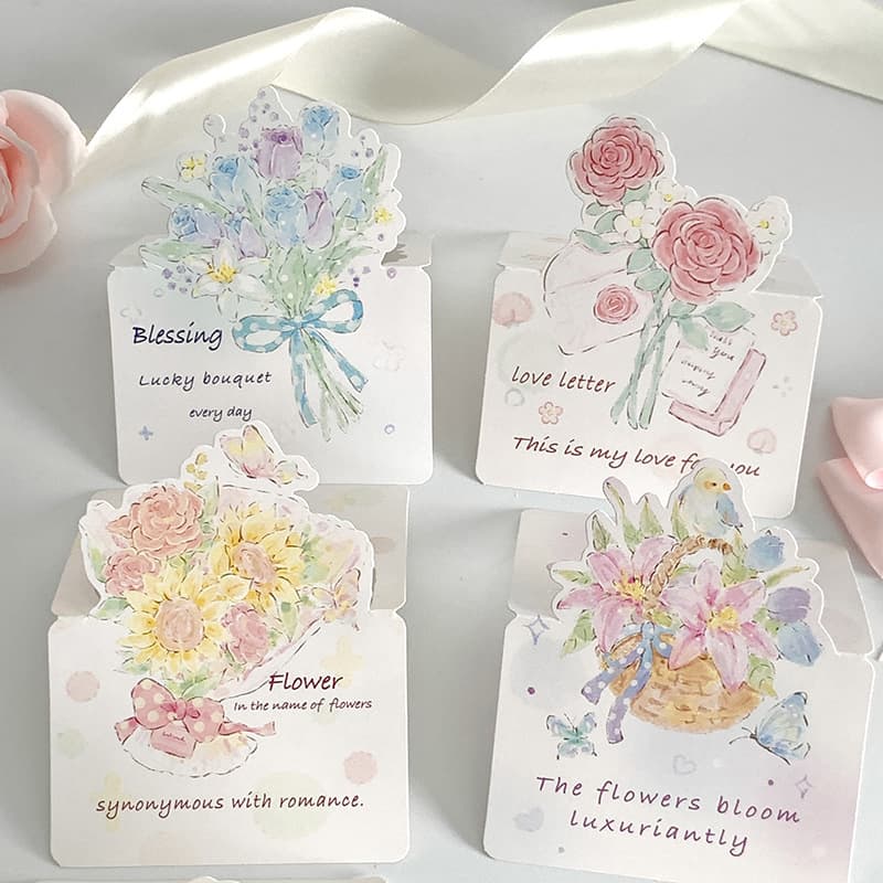 Three dimensional postcard, language cards for St. Valentine's Day, bouquet, Birthday gift 4