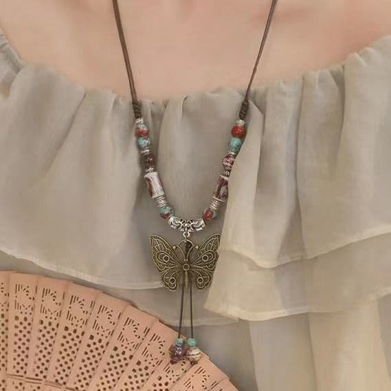 Retro necklace, ethnic long pendant, boho style, ethnic style 2