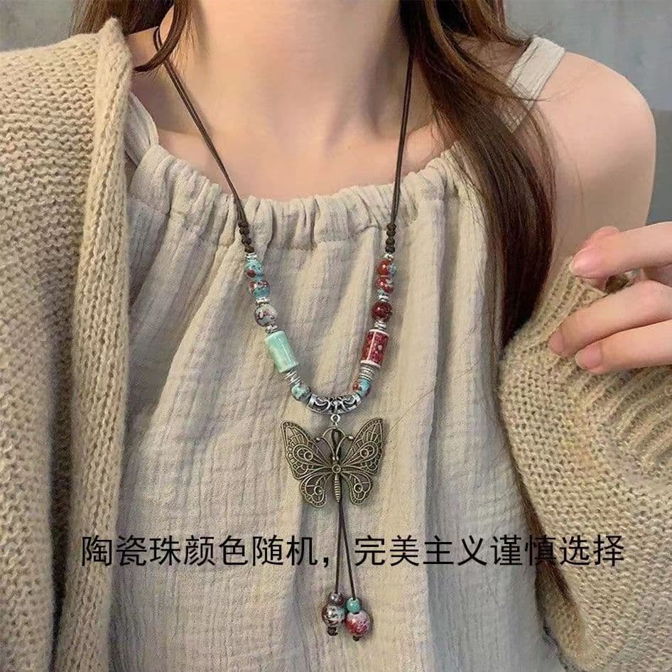 Retro necklace, ethnic long pendant, boho style, ethnic style 4