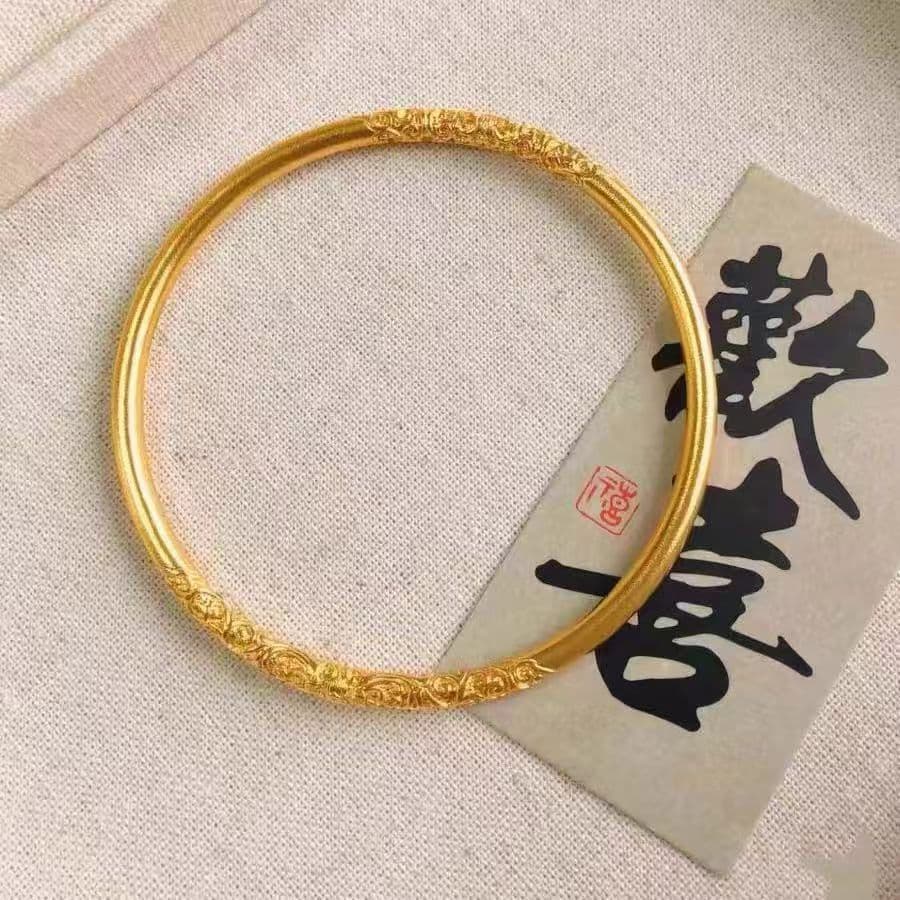 Vietnamese Sand Gold 5mm Ancient Style Matte Women's Bracelet 4
