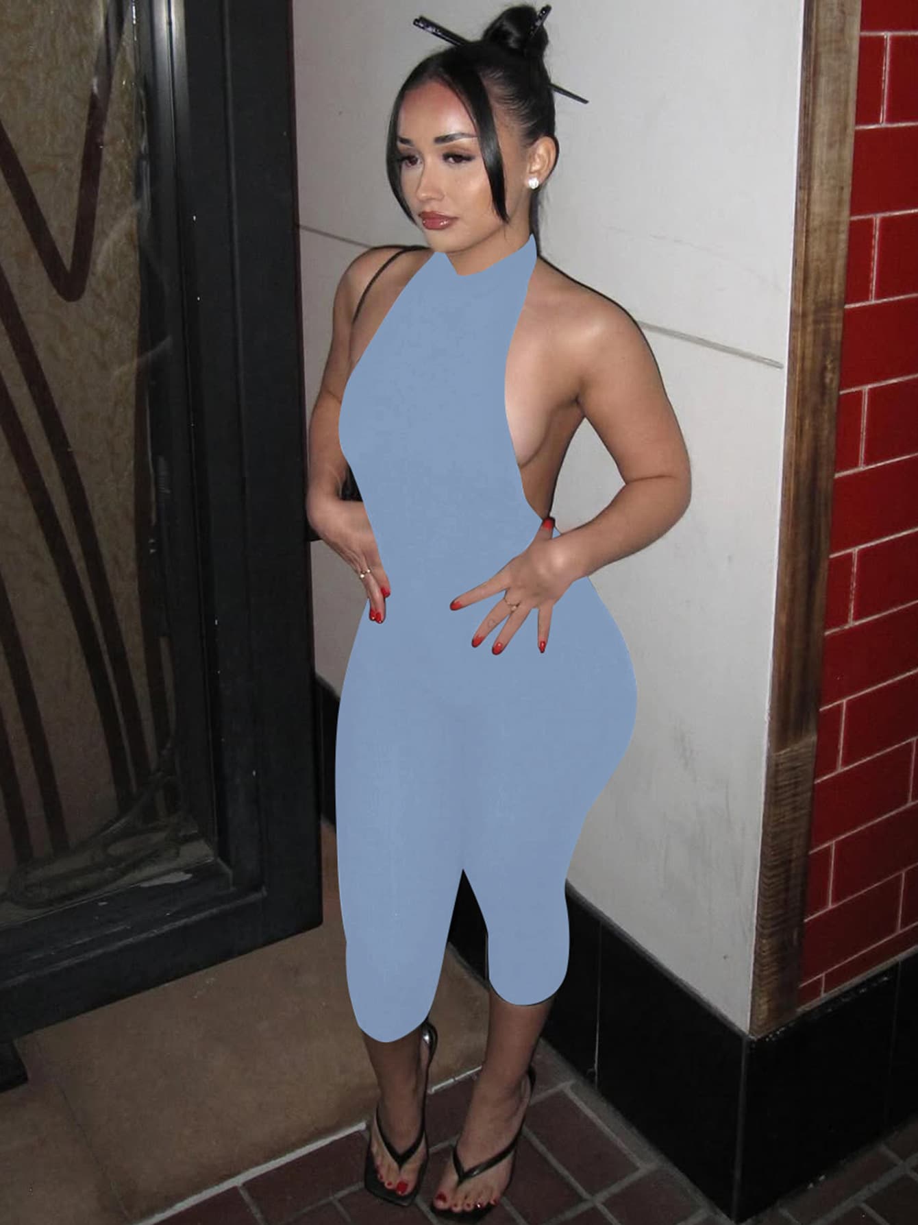 (Wholesale), summer solid color sexy overall sleevless, European style, Amazon, backless 4