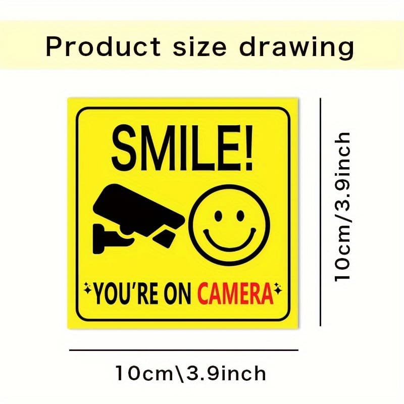 Smile in front of camera outdoor video surveillance range warning CCTV security camera sign customization 2