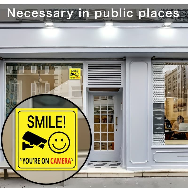 Smile in front of camera outdoor video surveillance range warning CCTV security camera sign customization 4
