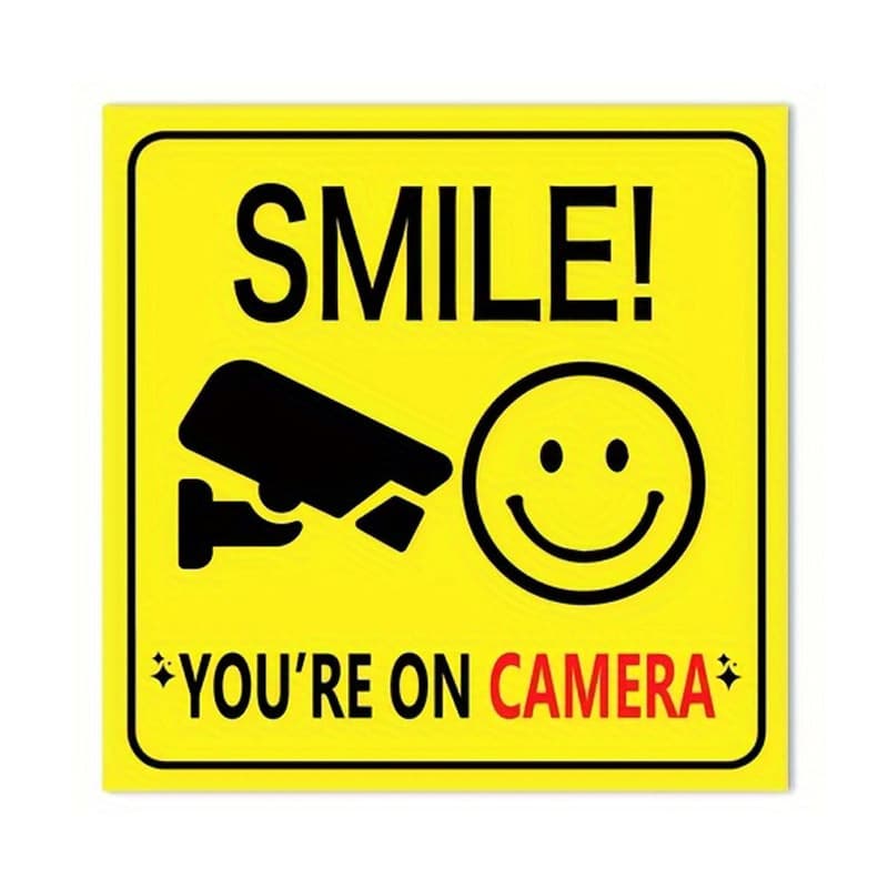 Smile in front of camera outdoor video surveillance range warning CCTV security camera sign customization