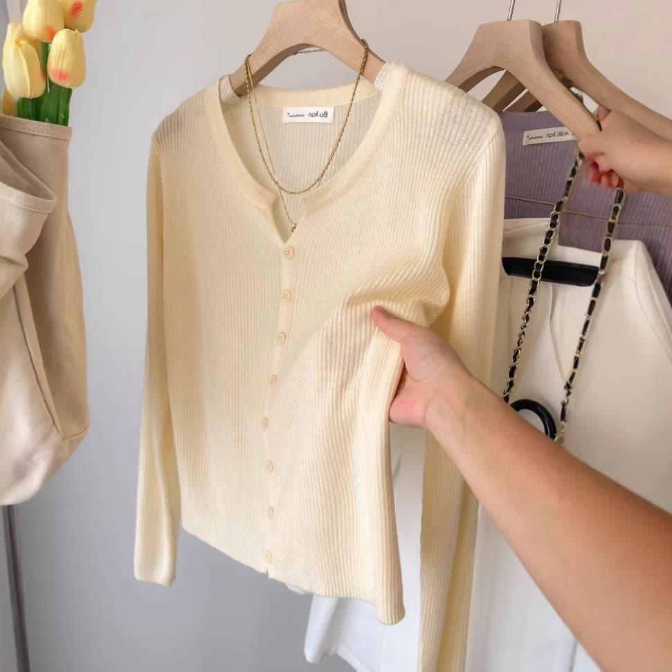 Woolen blue knitted autumn jacket, long-sleeve, base body-friendly cardigan, Chanel style 2