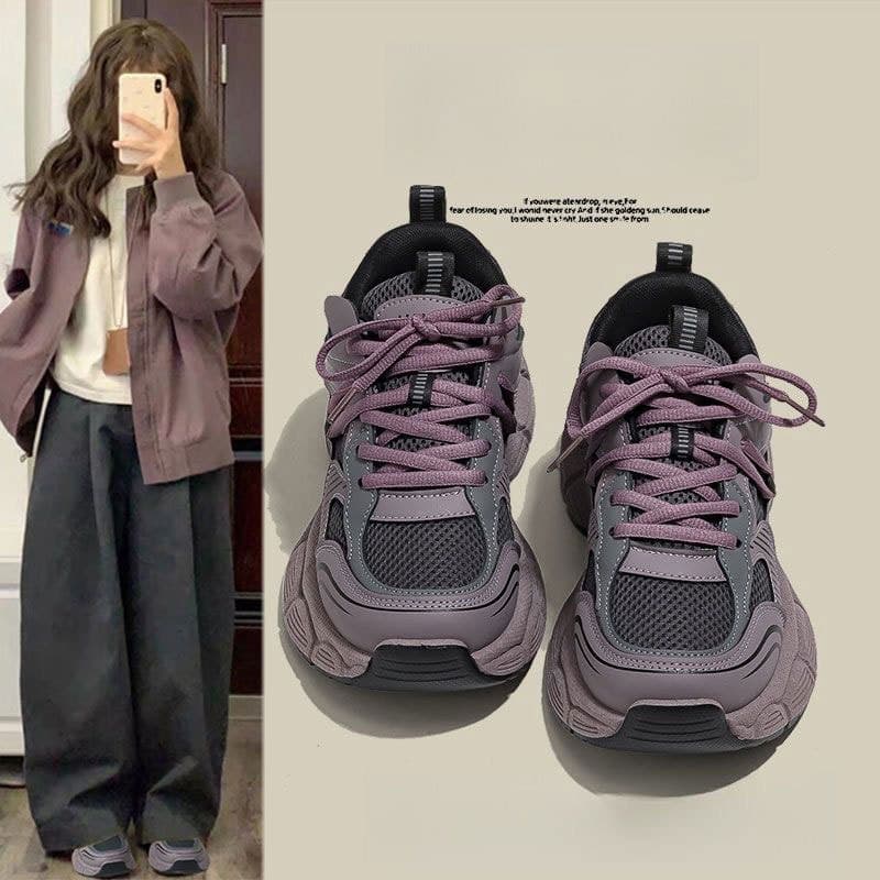 Fashionable purple universal sports casual footwear platform for leisure, women's style, 2025 years, height increasing
