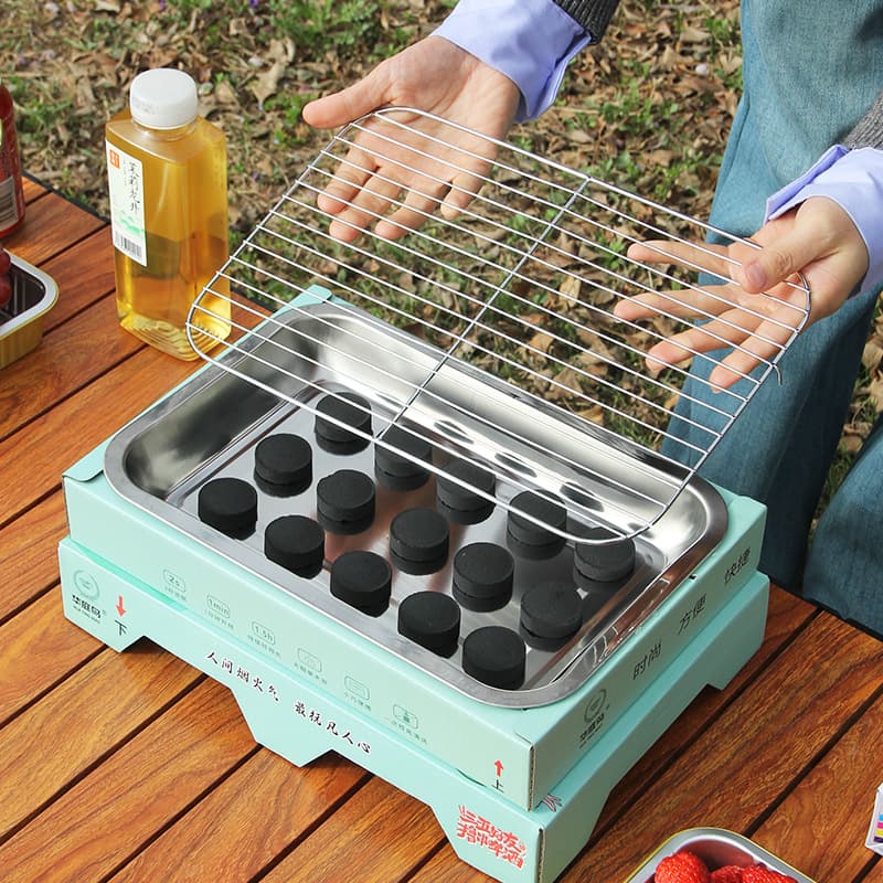 Disposable barbecue home smokeless charcoal grill camping charcoal grill outdoor barbecue stove portable indoor 2