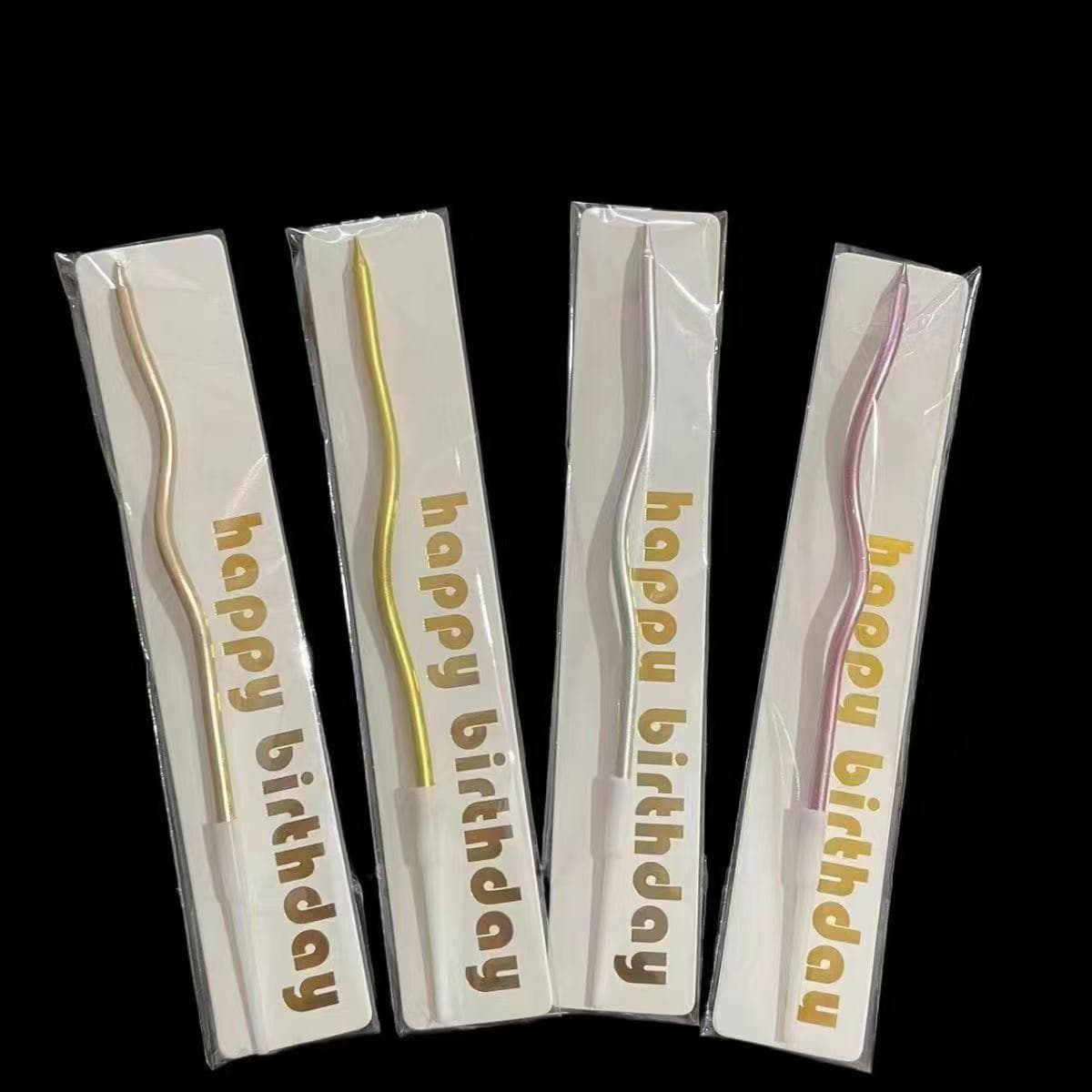 Candle Single Pencil Curved Wax Individually Packaged Gold Plated Silver Single Curved Candle Holiday Cake Decoration 2