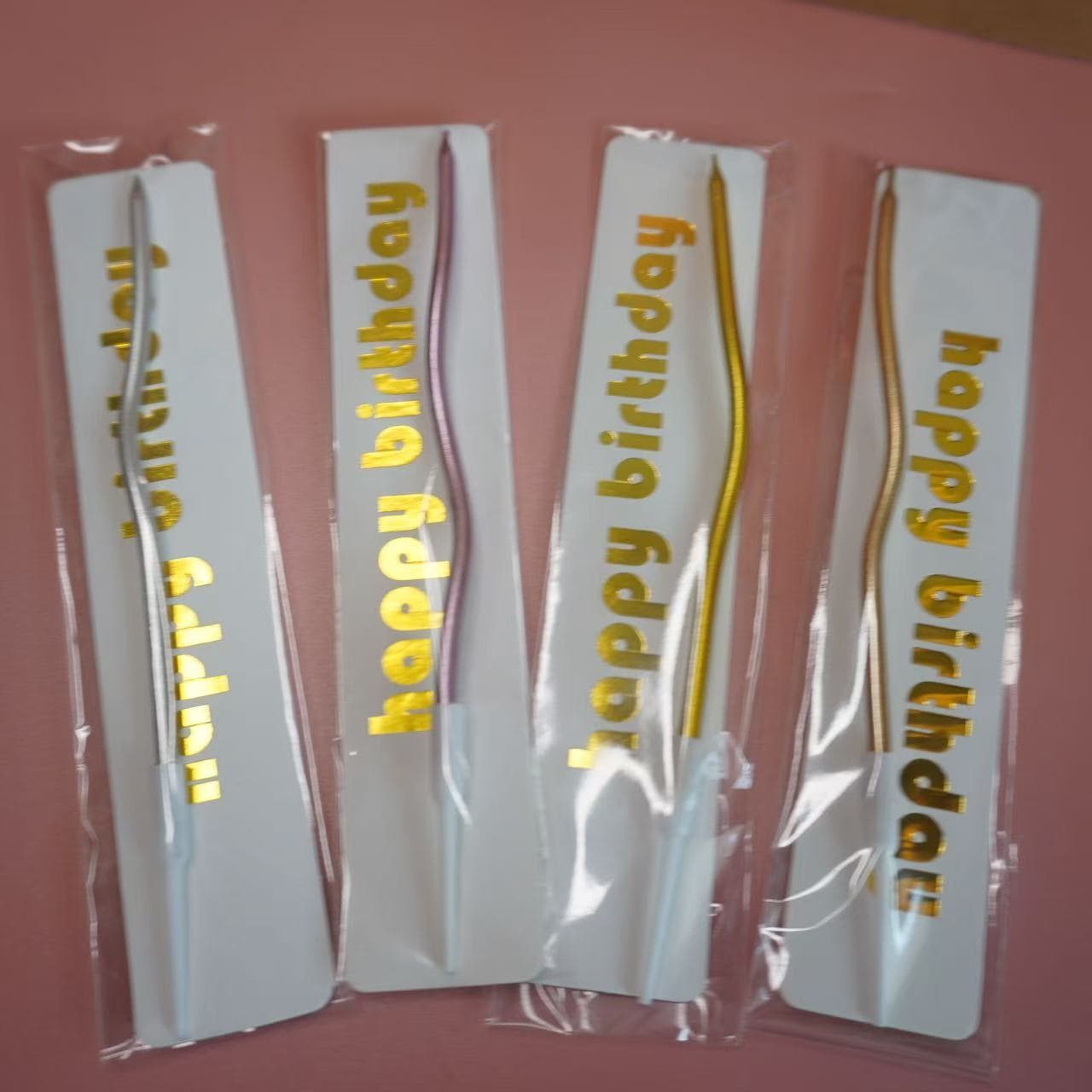Candle Single Pencil Curved Wax Individually Packaged Gold Plated Silver Single Curved Candle Holiday Cake Decoration 3