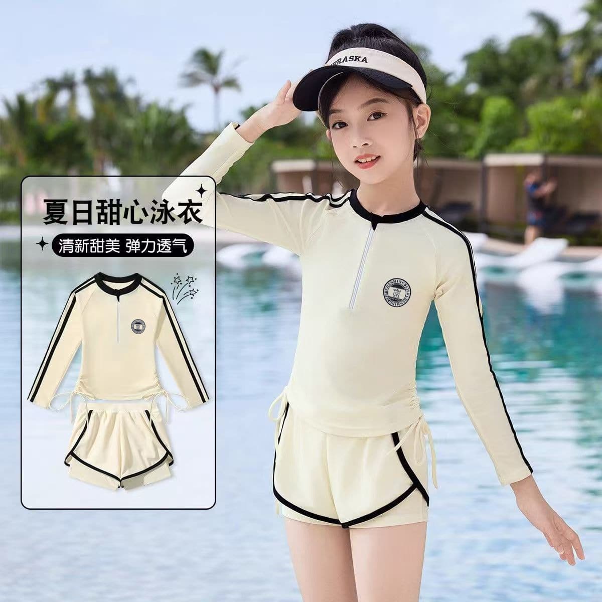 Children's split swimwear, overall for swimming for training, for teenagers