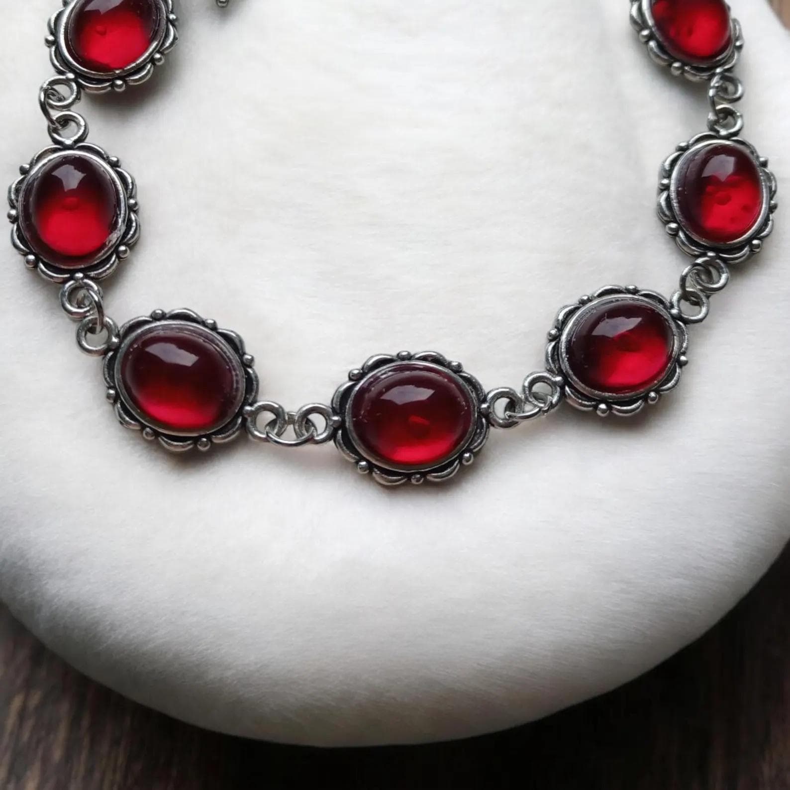 Bracelet, red glass jewelry, Gothic 2