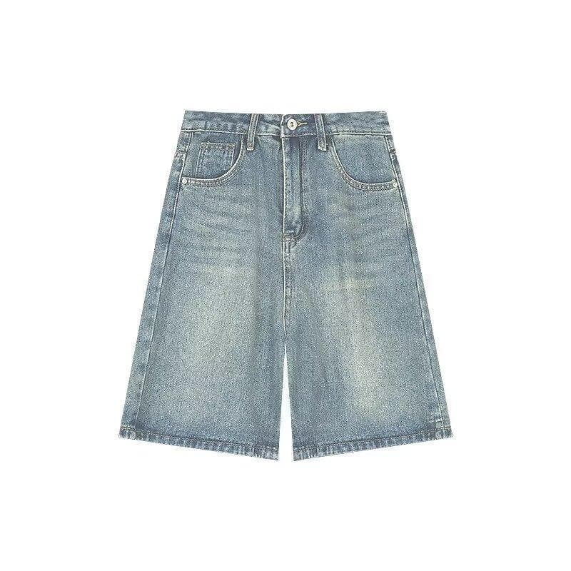 Retro solid color denim skirt, shorts, travel trousers, oversize, internet celebrity, 2025 years 4