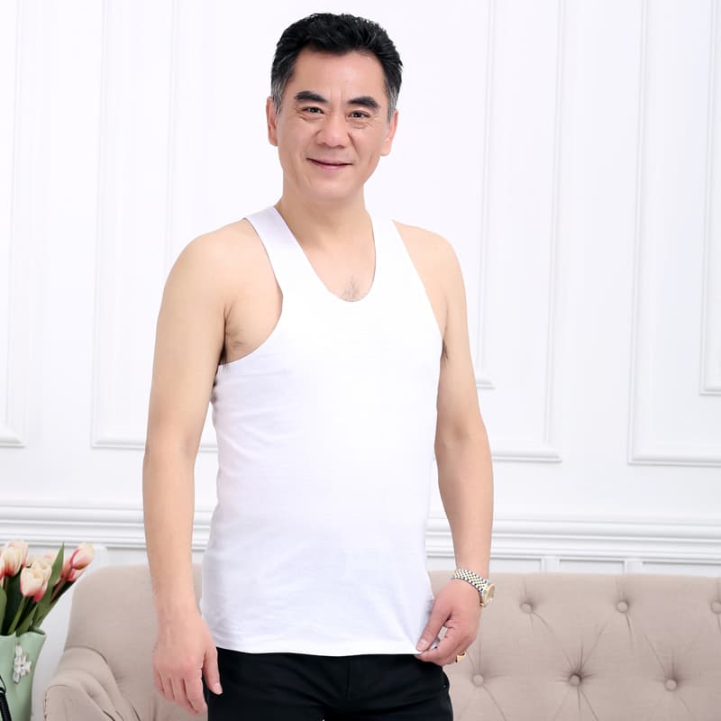 Cotton summer T-shirt, underwear sleevless, for middle age