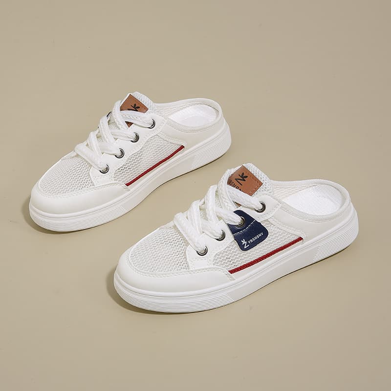 Mesh breathable white shoes for women 2025 summer new low-top shoes daily casual shoes semi-trailable mesh women's shoes Q88 2