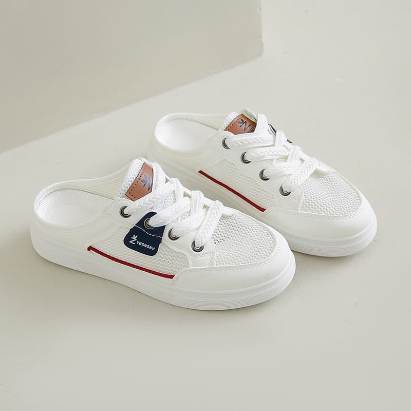 Mesh breathable white shoes for women 2025 summer new low-top shoes daily casual shoes semi-trailable mesh women's shoes Q88 5
