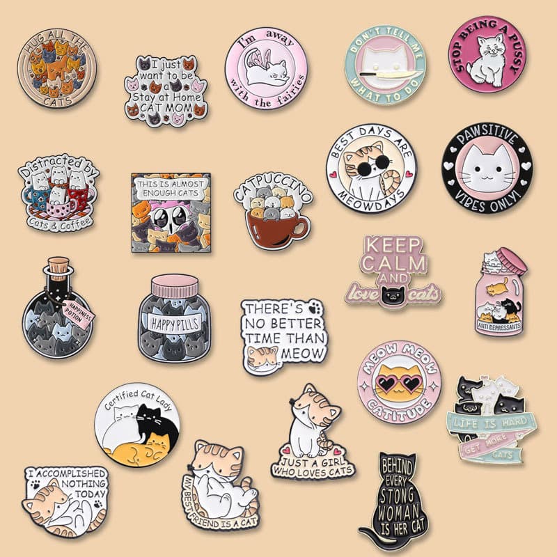 Cute cat brooch, collection for cat lovers, versatile clothing collar pin, metal badge, painted badge 3