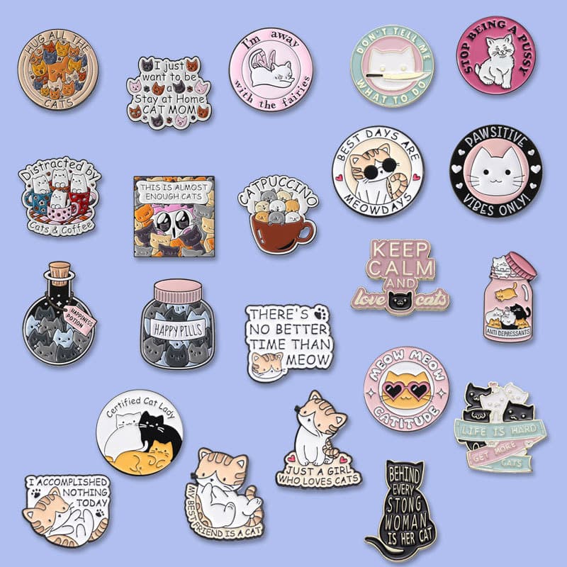 Cute cat brooch, collection for cat lovers, versatile clothing collar pin, metal badge, painted badge 4