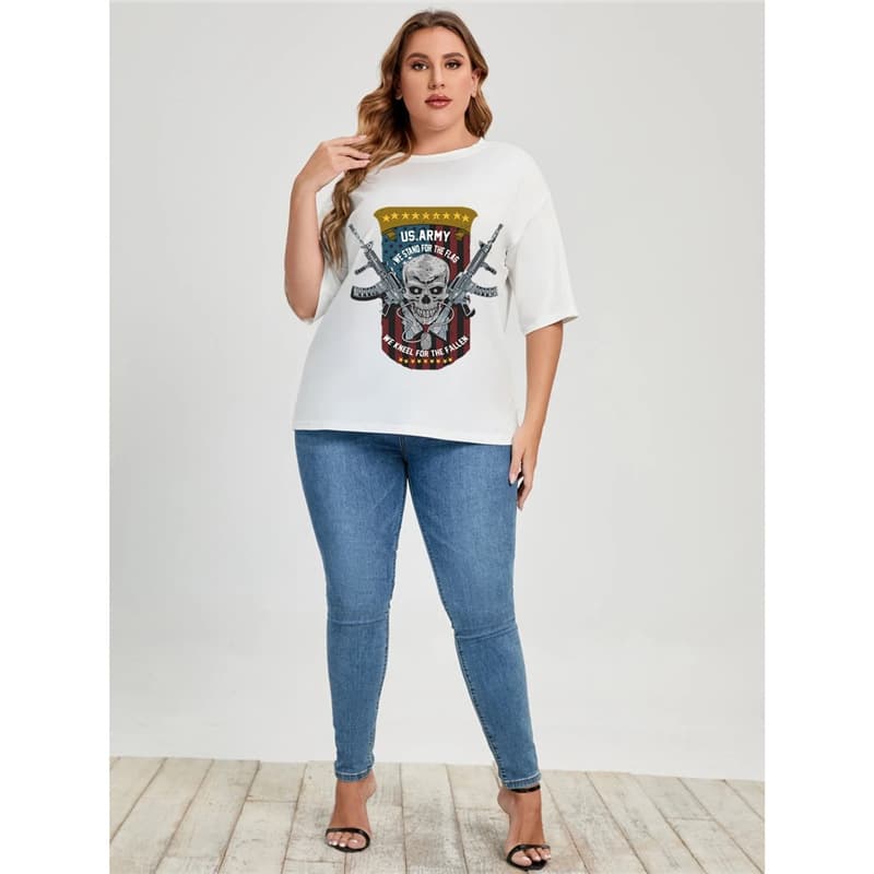 6xl skull and t neck t plus summer women millennium shirt new crew member print graphic letters street shirt 4