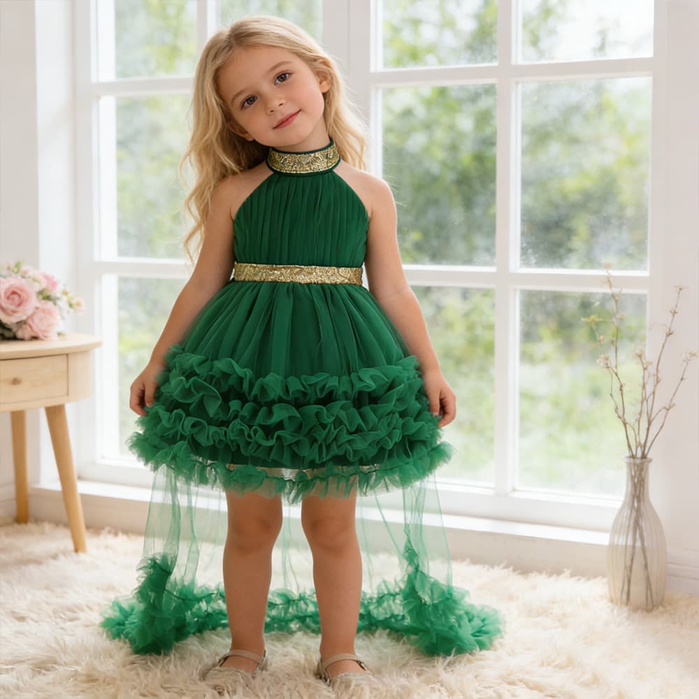 Black children's dress, small princess costume, girl's skirt, piano performance costume 4