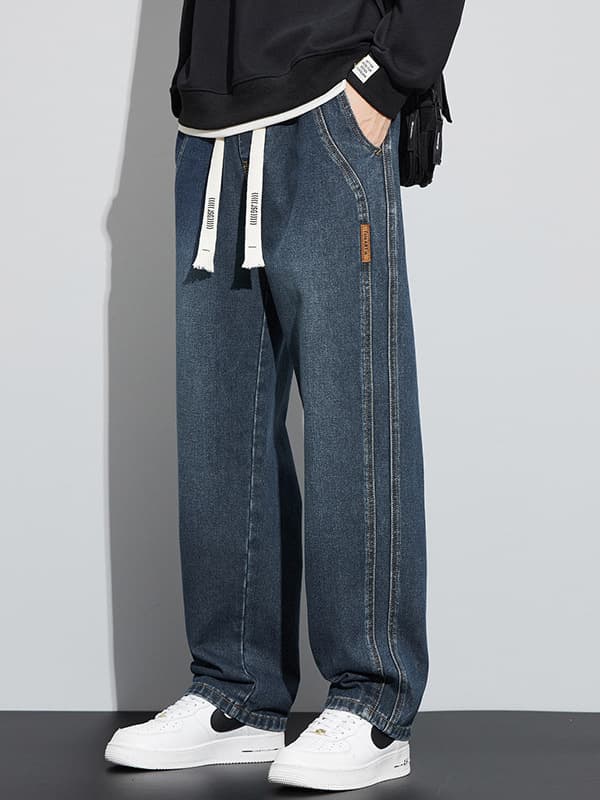 Men's summer loose straight jeans, casual trousers, loose straight fit, American style 3