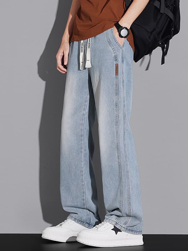 Men's summer loose straight jeans, casual trousers, loose straight fit, American style 4