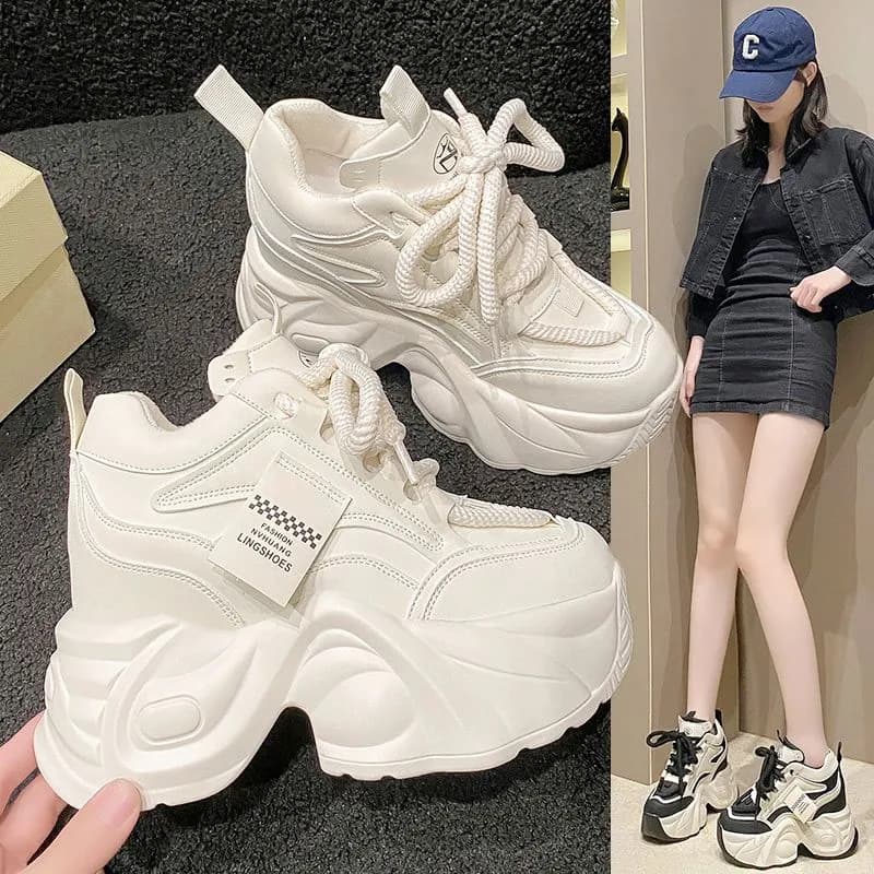 Fashionable universal sports casual footwear with hidden heel platform heels for leisure, summer 2025, increase height by 9 cm, for teenagers 3