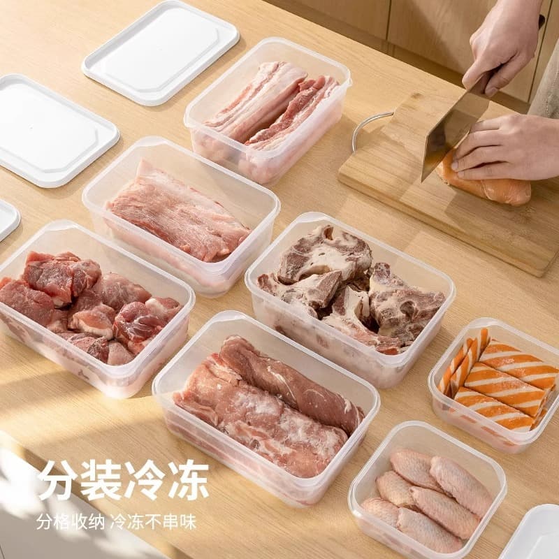 Refrigerator frozen meat fresh-keeping box Kitchen food preparation and freezing-resistant plastic box rectangular food grade storage seal box 4