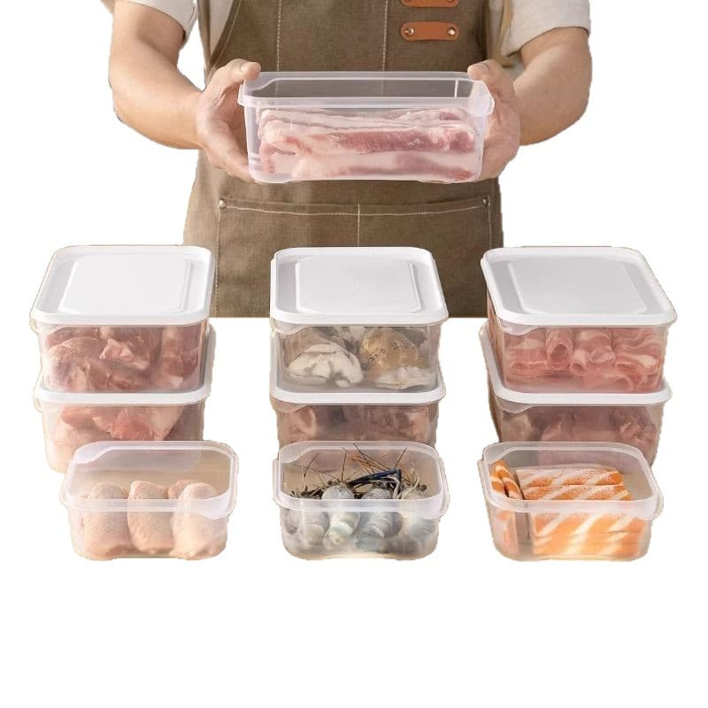 Refrigerator frozen meat fresh-keeping box Kitchen food preparation and freezing-resistant plastic box rectangular food grade storage seal box 5