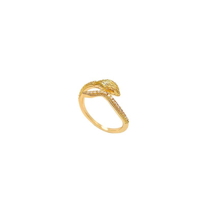 Sophisticated adjustable design ring with zircon, on index finger, light luxury style, trend of season 5