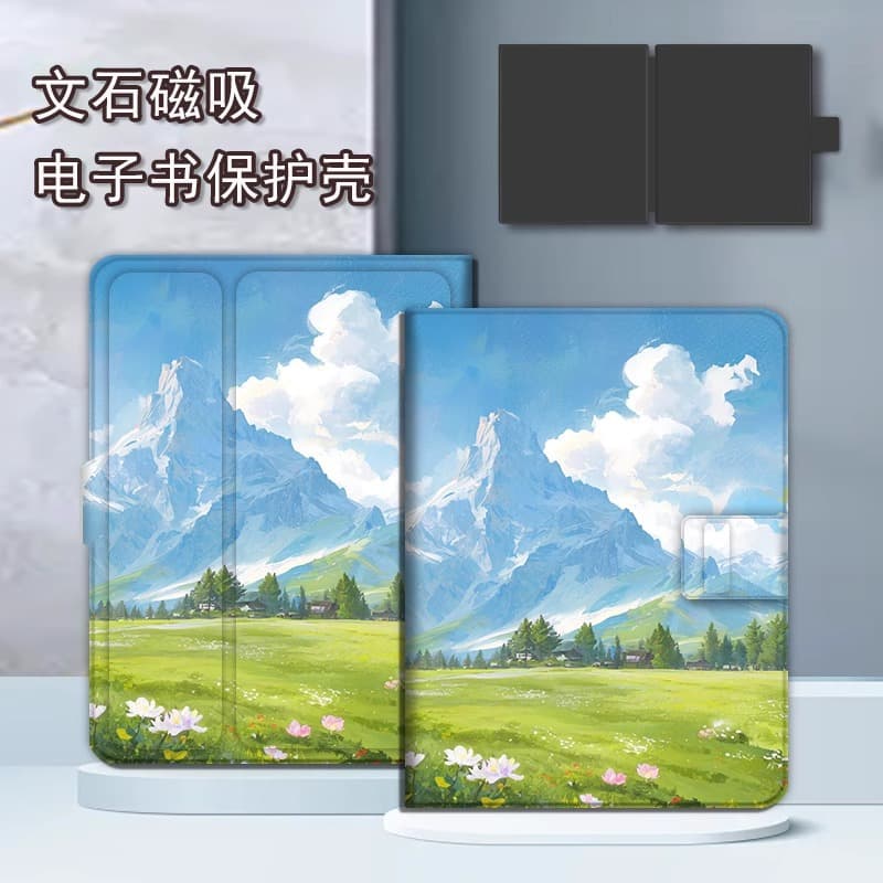 Flower Sea Landscape Magnetic E-book Protection Case Applicable to Arborite Poke5/leaf5/3c Reader Tab8c Shell