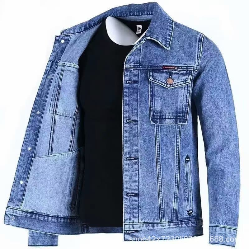 Men's Jacket Autumn New Denim Jacket Men's Fashion Versatile Black Gray Jacket Casual Trendy Top 3