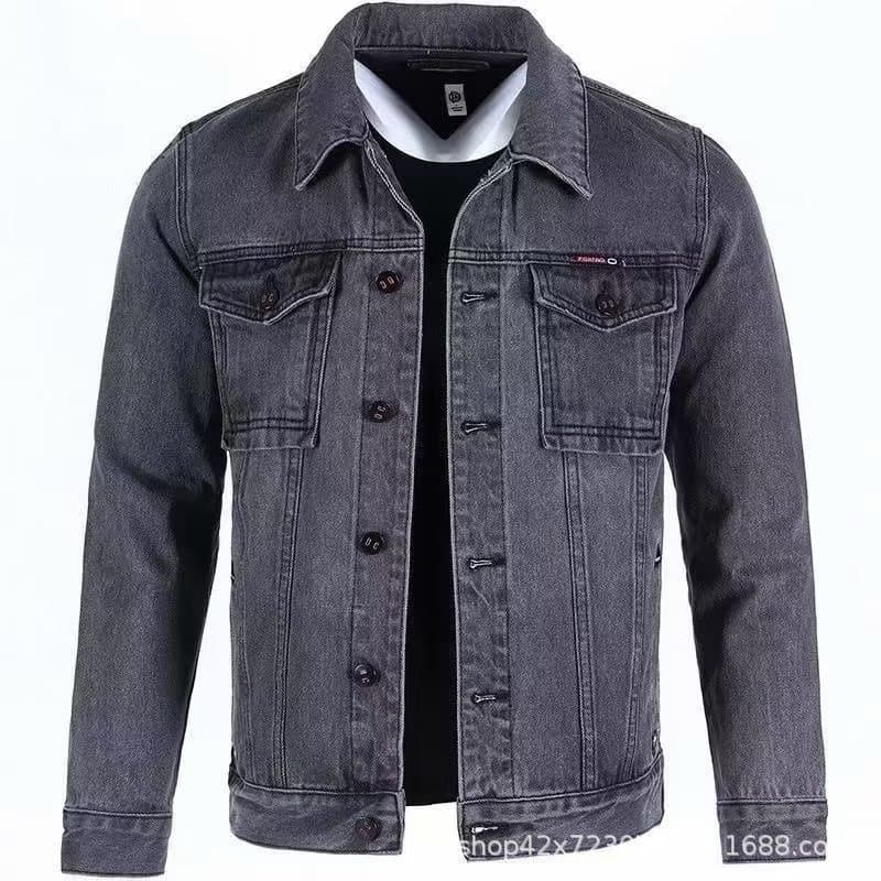Men's Jacket Autumn New Denim Jacket Men's Fashion Versatile Black Gray Jacket Casual Trendy Top 4