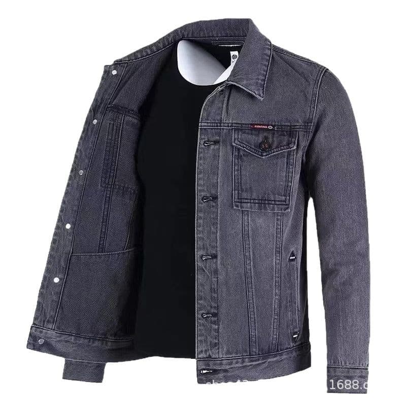 Men's Jacket Autumn New Denim Jacket Men's Fashion Versatile Black Gray Jacket Casual Trendy Top 5