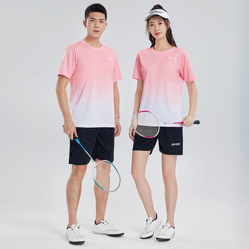 Sports suit, summer set, quick dry short sleeve T-shirt for gym for leisure, gradient, for running, oversize, plus size 2