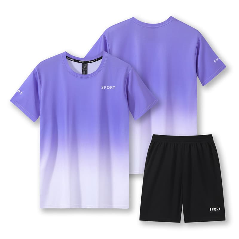 Sports suit, summer set, quick dry short sleeve T-shirt for gym for leisure, gradient, for running, oversize, plus size 5