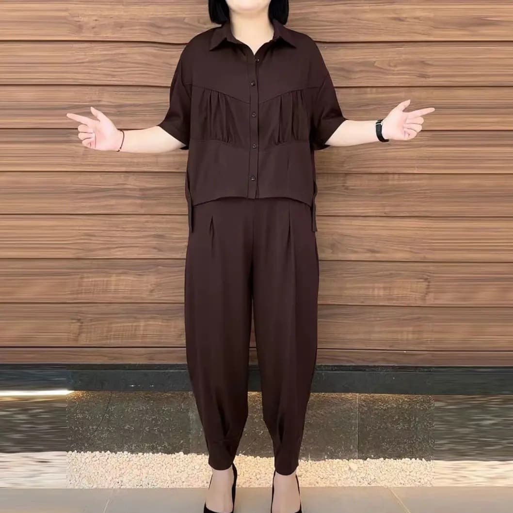 Summer elegant set for leisure, oversize, loose fit, western style, Korean style