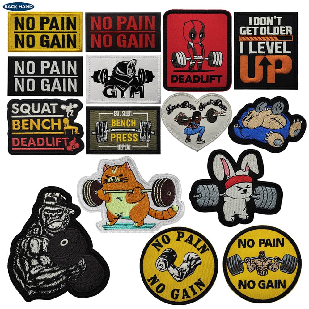 NO PAIN NO GAIN GYM Fitness Embroidered Armband Velcro Outdoor Backpack Tips Morale badge